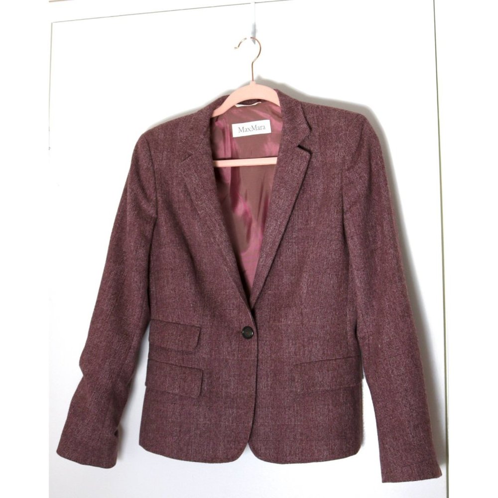 MaxMara sz 8 Wool Angora Blazer Dusty Rose Bugundy Jacket Sport Coat